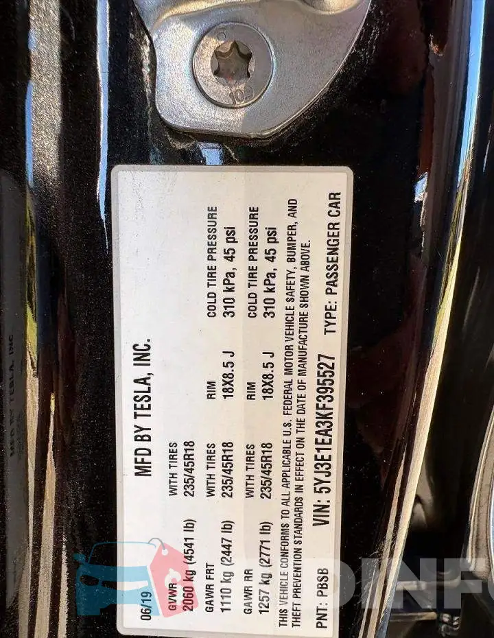 5YJ3E1EA3KF395527 Photo# 10