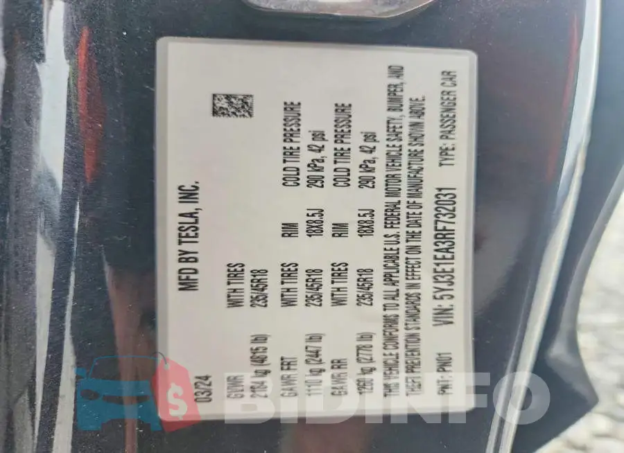 5YJ3E1EA3RF732031 Photo# 13