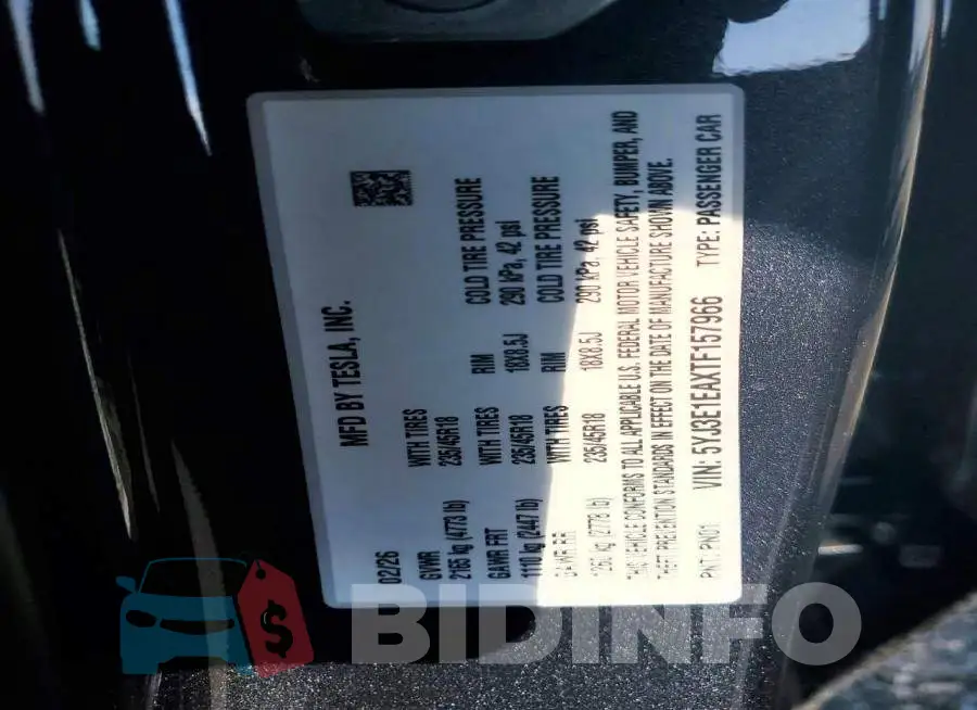 5YJ3E1EAXTF157966 Photo# 12