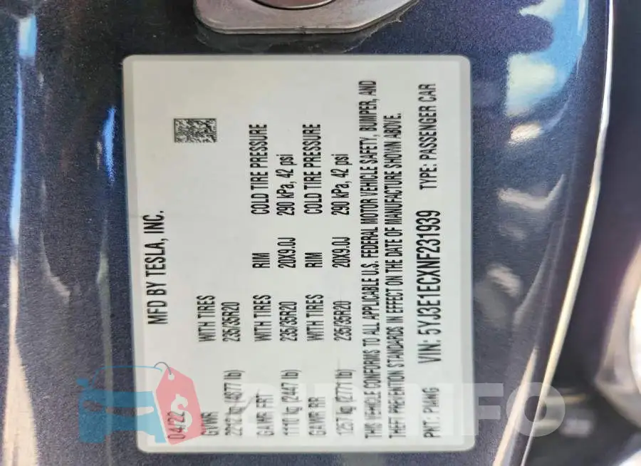 5YJ3E1ECXNF231939 Photo# 12