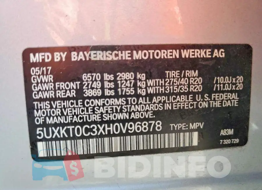 5UXKT0C3XH0V96878 Photo# 13