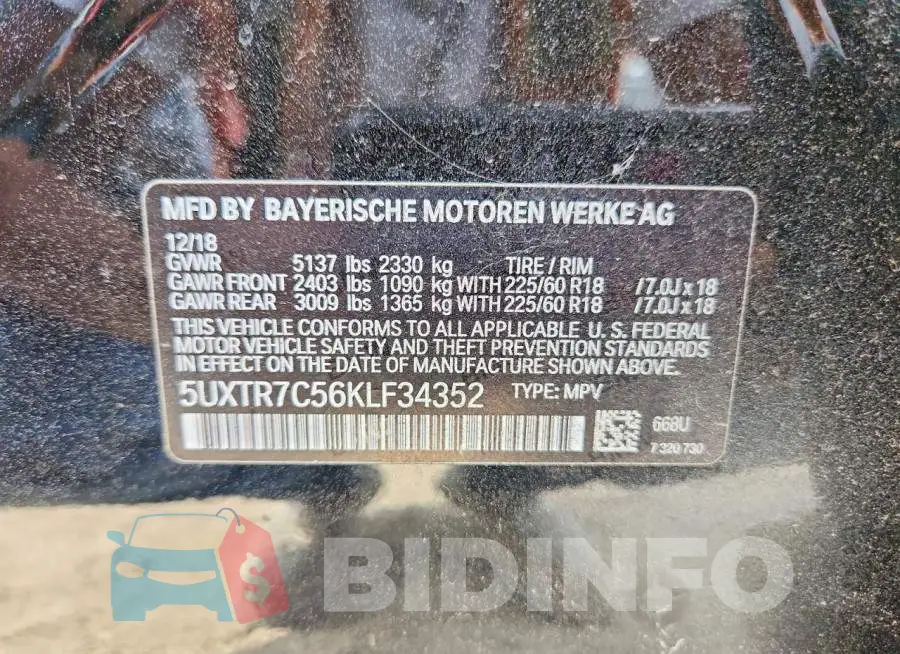 5UXTR7C56KLF34352 Photo# 13