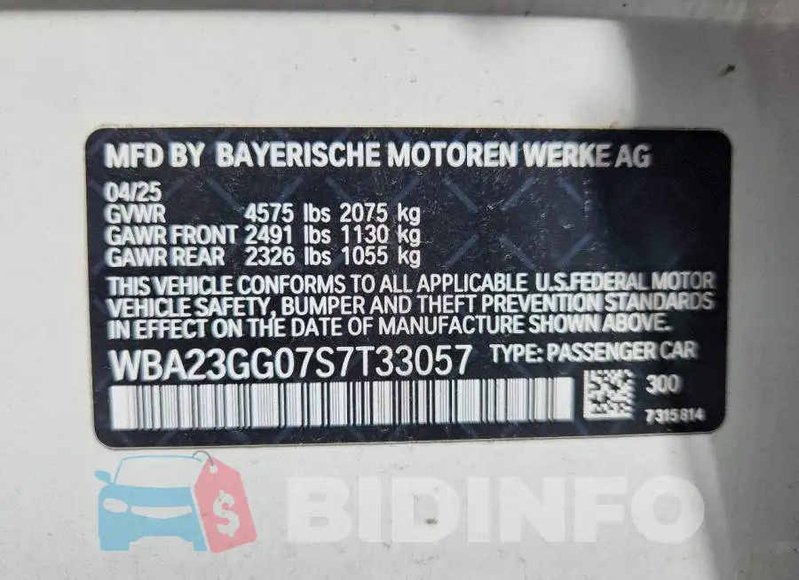 WBA23GG07S7T33057 Photo# 12