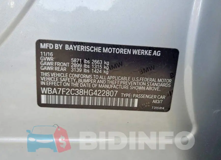 WBA7F2C38HG422807 Photo# 13