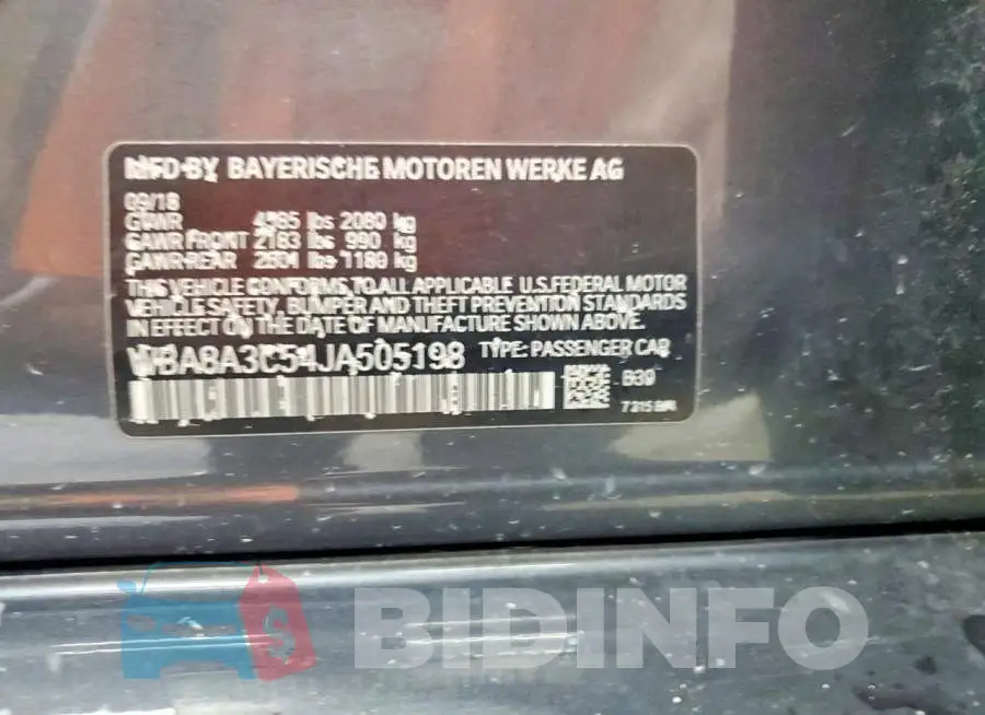 WBA8A3C54JA505198 Photo# 12