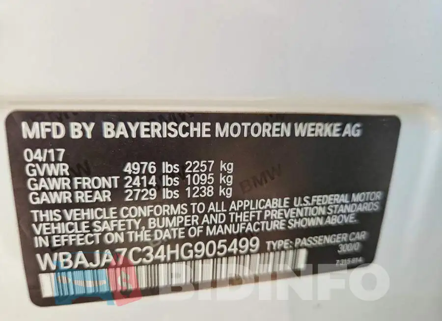 WBAJA7C34HG905499 Photo# 12