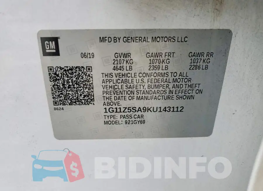1G11Z5SA9KU143112 Photo# 12