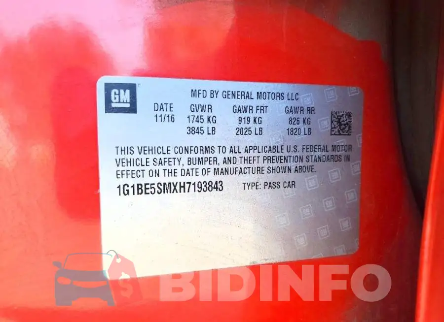 1G1BE5SMXH7193843 Photo# 12