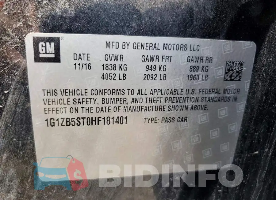 1G1ZB5ST0HF181401 Photo# 12
