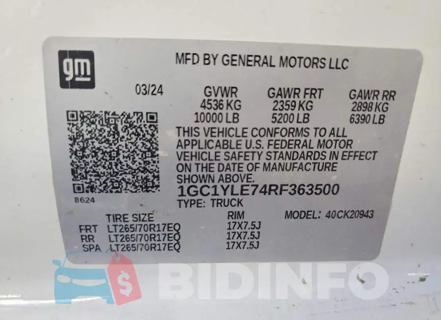 1GC1YLE74RF363500 Photo# 12