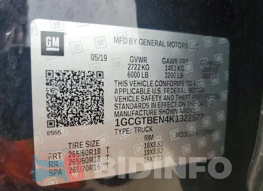 1GCGTBEN4K1322577 Photo# 12