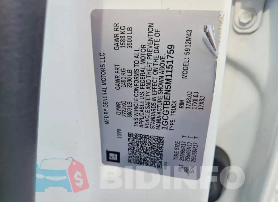 1GCGTBEN5M1151759 Photo# 12