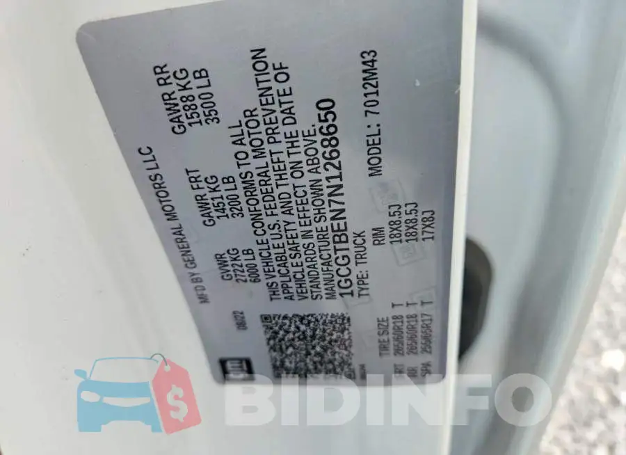 1GCGTBEN7N1268650 Photo# 13