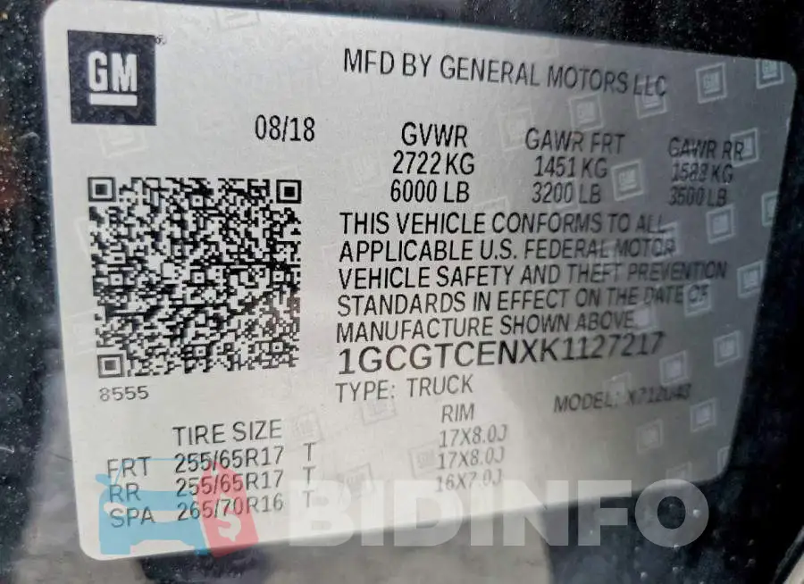 1GCGTCENXK1127217 Photo# 13