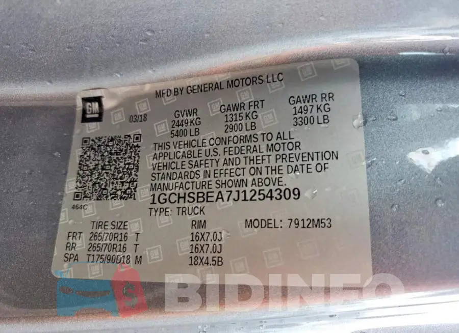 1GCHSBEA7J1254309 Photo# 12