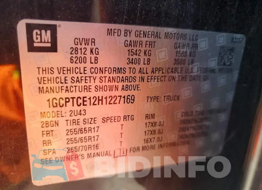 1GCPTCE12H1227169 Photo# 12