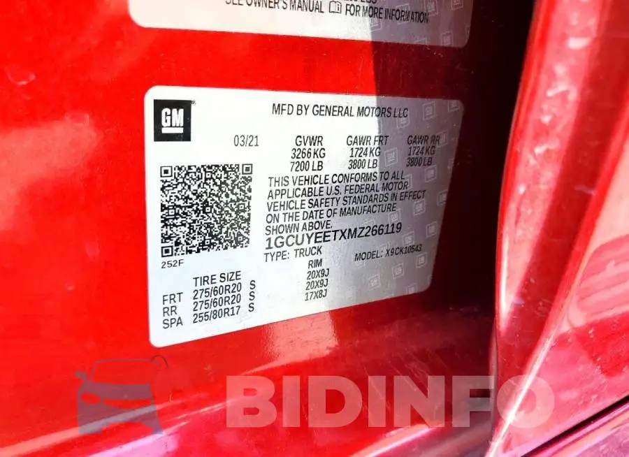 1GCUYEETXMZ266119 Photo# 12