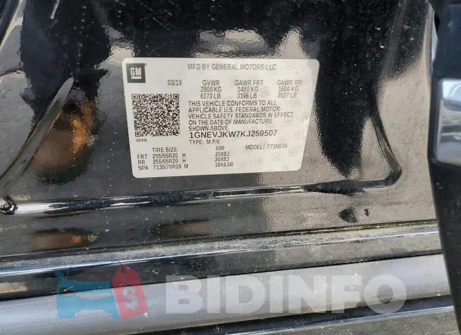 1GNEVJKW7KJ259507 Photo# 13