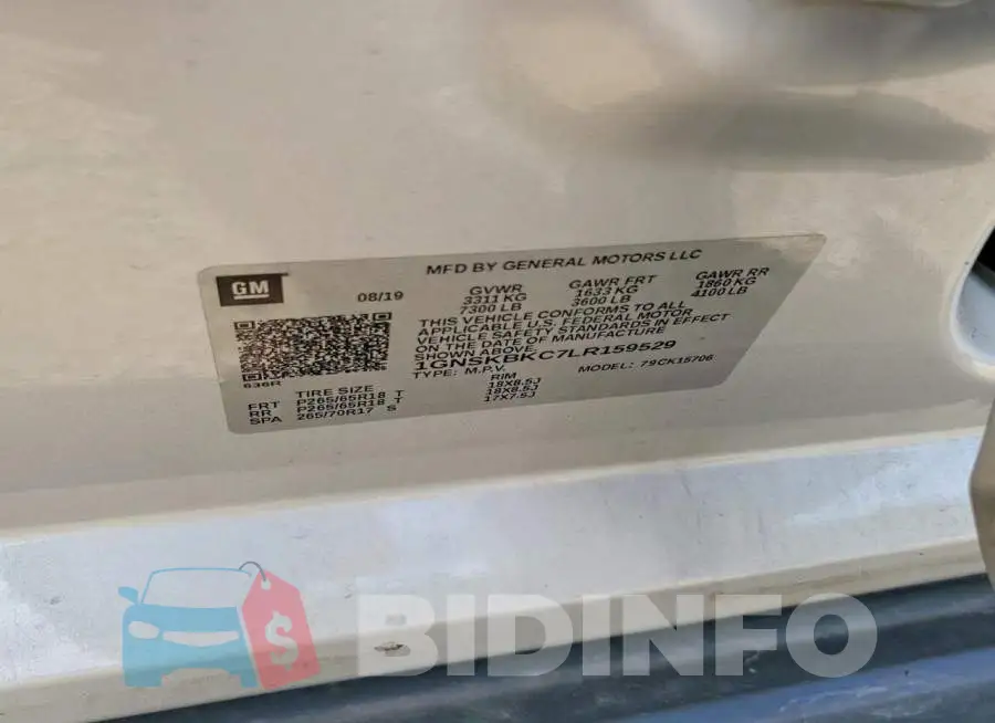 1GNSKBKC7LR159529 Photo# 13