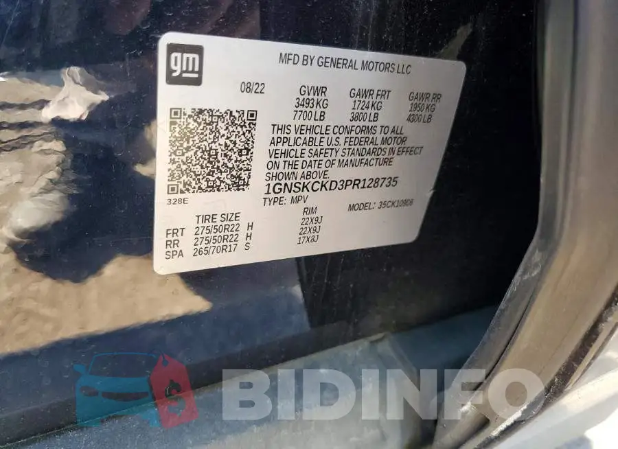 1GNSKCKD3PR128735 Photo# 14