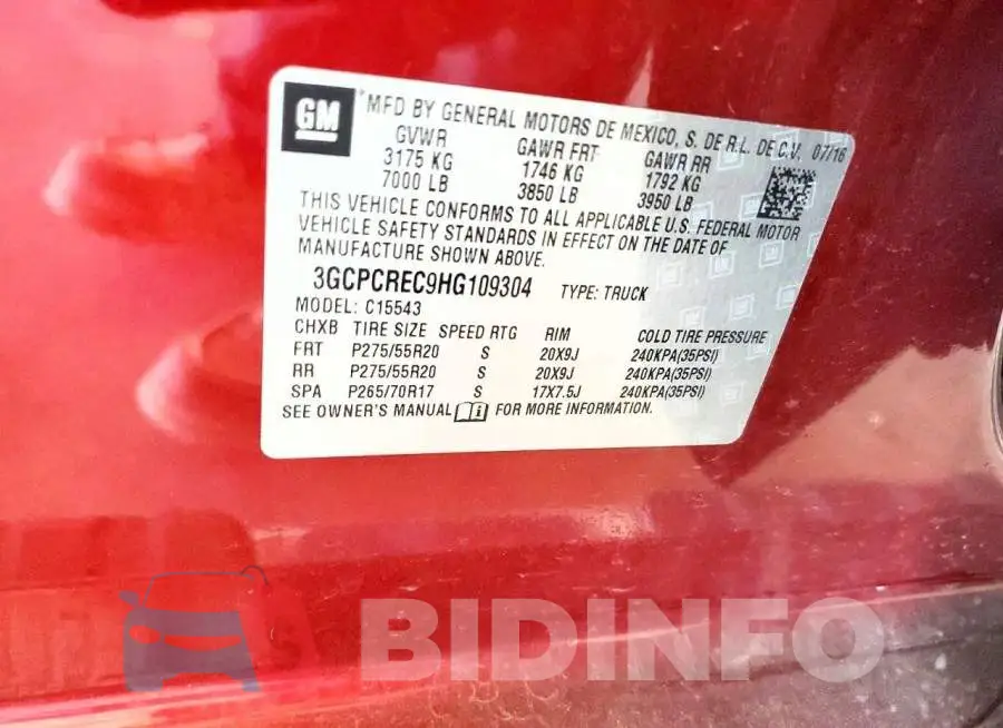 3GCPCREC9HG109304 Photo# 12