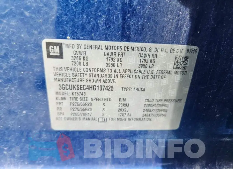 3GCUKSEC4HG107425 Photo# 12