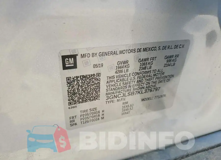 3GNCJLSB7KL376797 Photo# 13