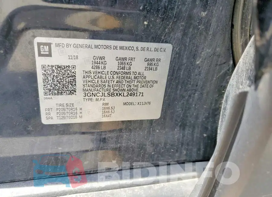 3GNCJLSBXKL249171 Photo# 12
