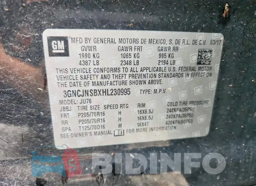3GNCJNSBXHL230995 Photo# 14