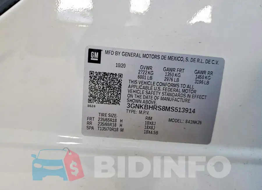 3GNKBHRS8MS513914 Photo# 13