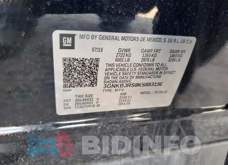 3GNKBJRS8KS693156 Photo# 13