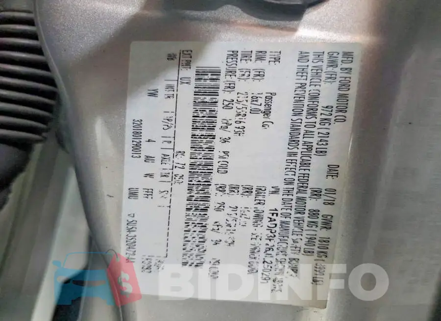 1FADP3F26JL250291 Photo# 12