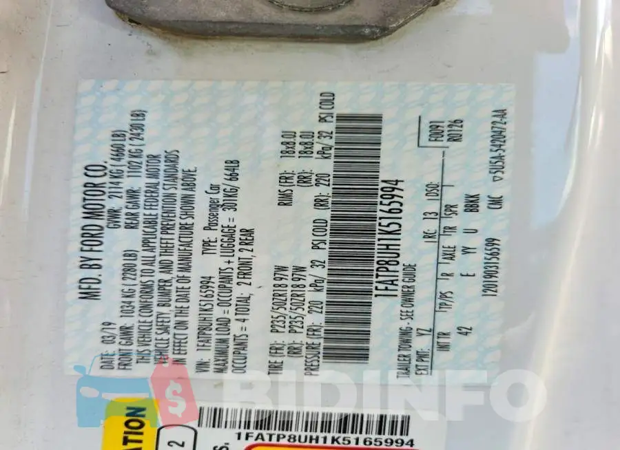 1FATP8UH1K5165994 Photo# 13