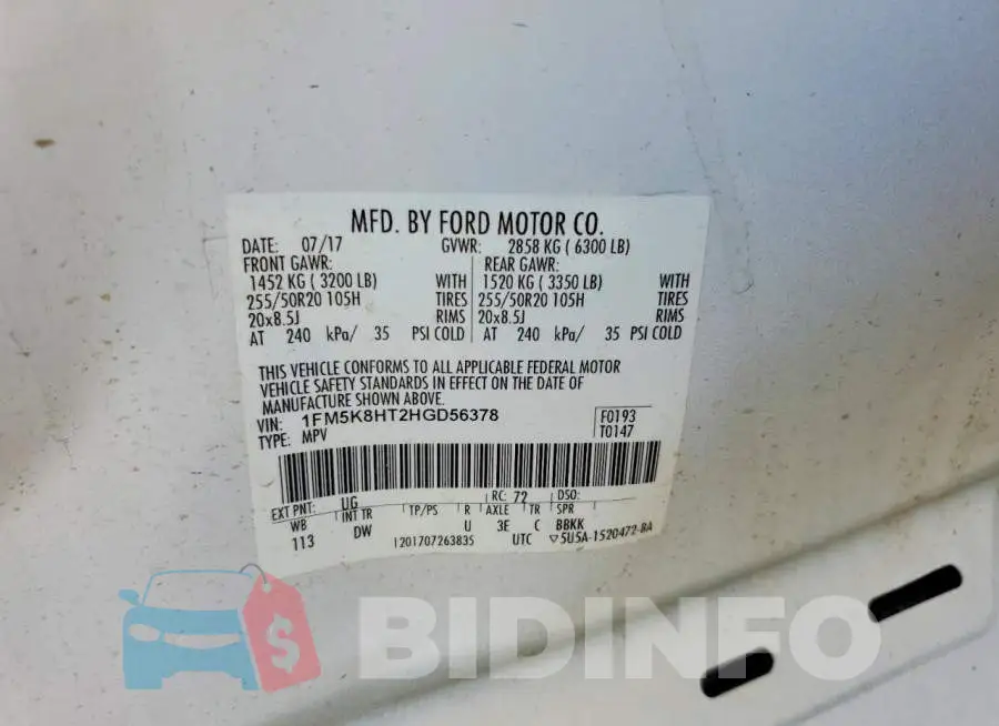 1FM5K8HT2HGD56378 Photo# 13