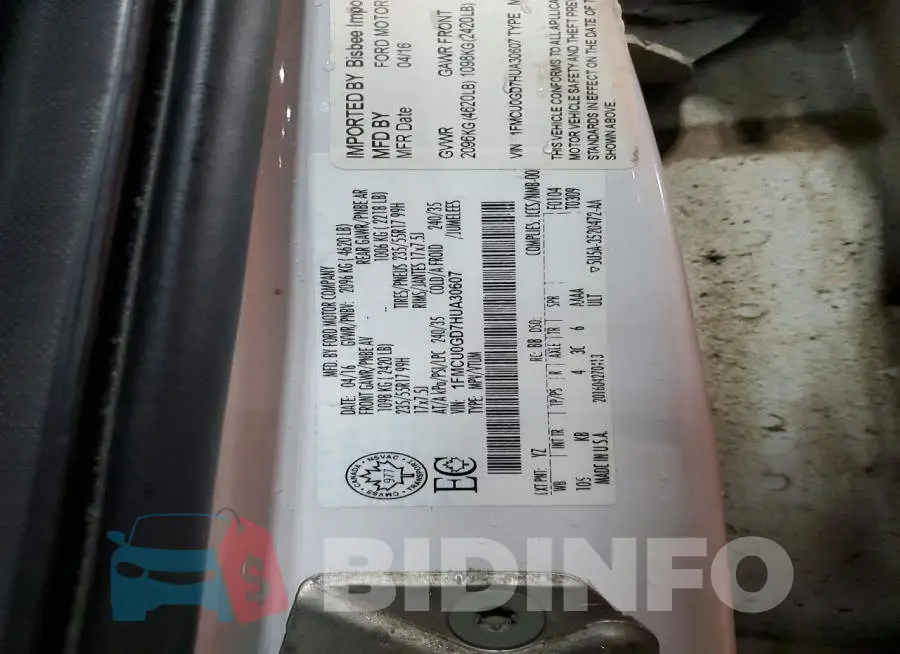 1FMCU0GD7HUA30607 Photo# 13