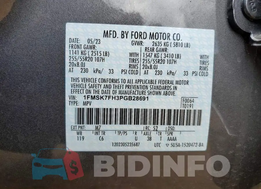 1FMSK7FH3PGB28691 Photo# 14