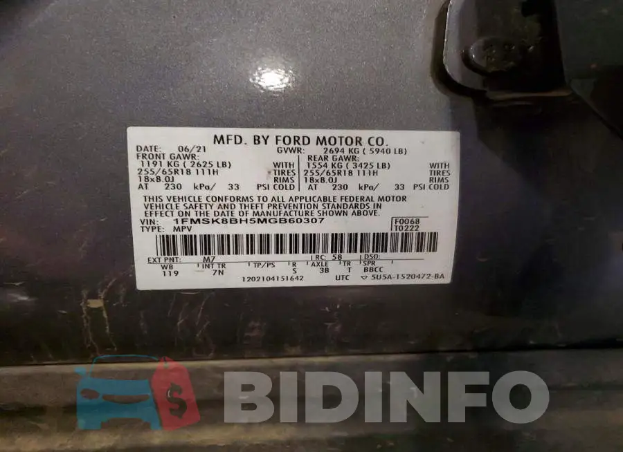 1FMSK8BH5MGB60307 Photo# 13
