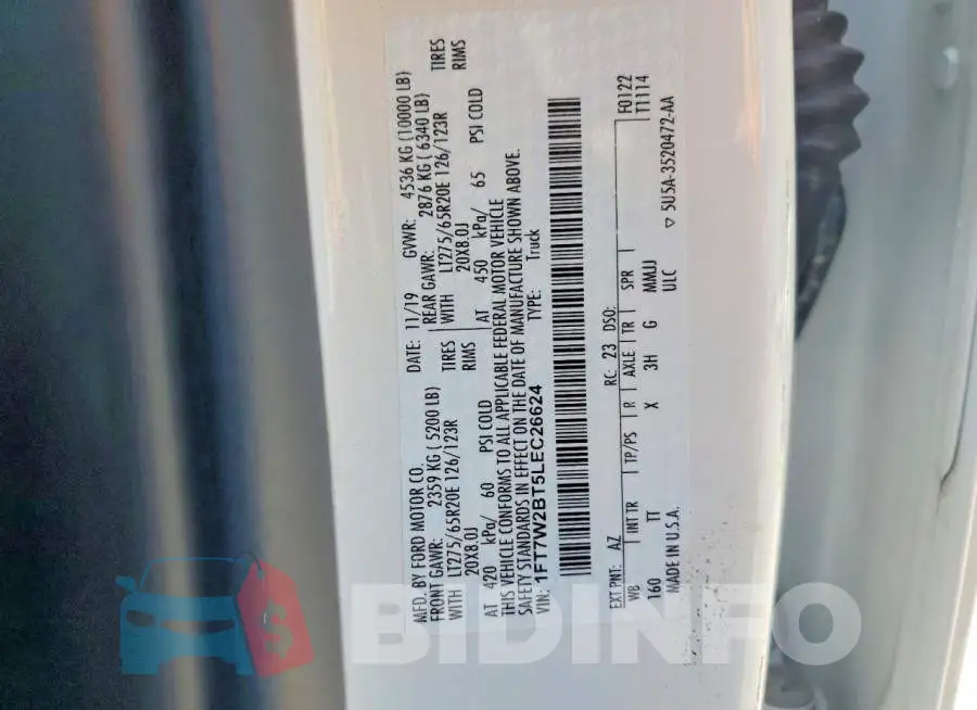 1FT7W2BT5LEC26624 Photo# 12