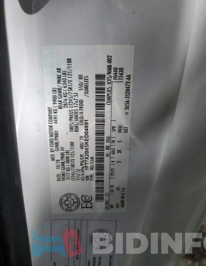 1FT7X2B65KED04891 Photo# 13