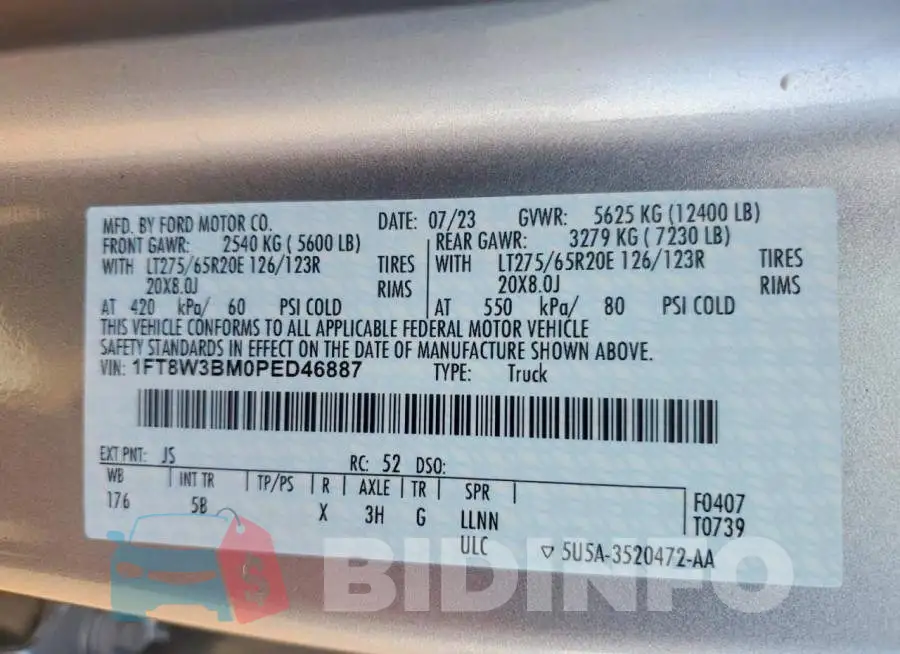 1FT8W3BM0PED46887 Photo# 12