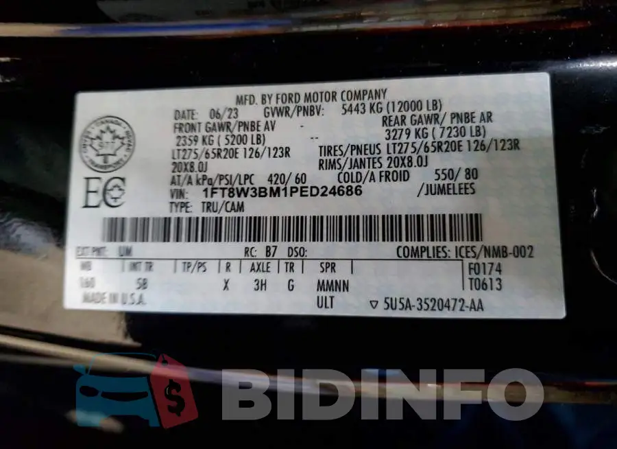 1FT8W3BM1PED24686 Photo# 12