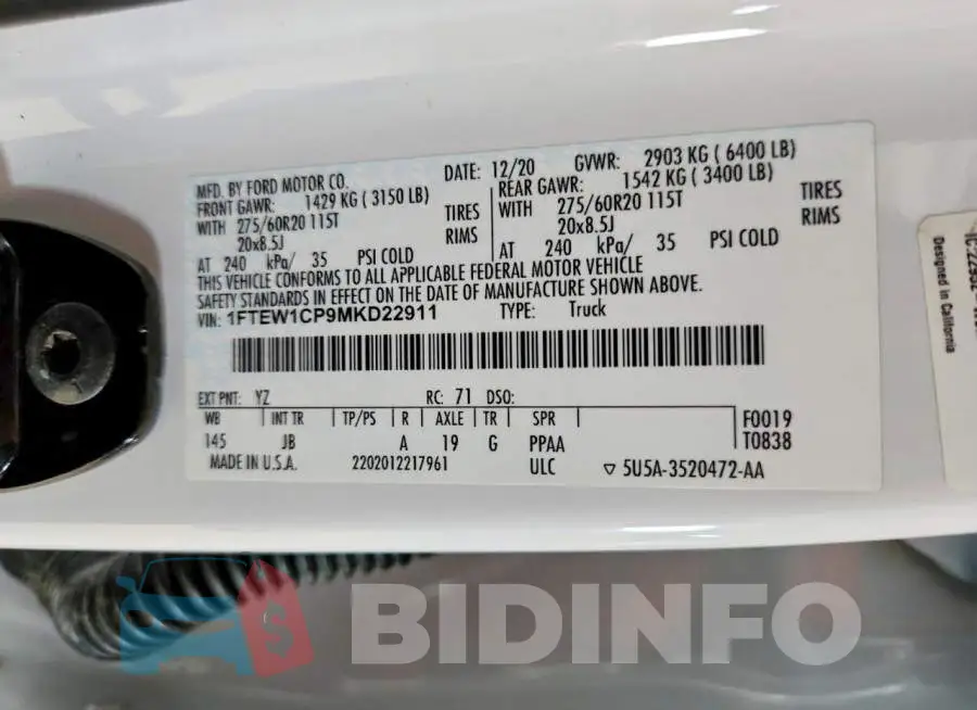 1FTEW1CP9MKD22911 Photo# 12