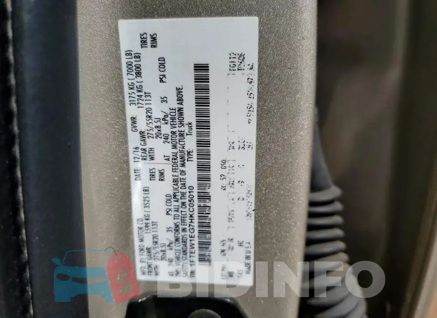 1FTEW1EG7HKC05010 Photo# 12