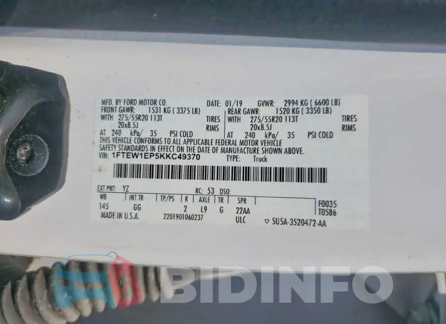 1FTEW1EP5KKC49370 Photo# 12