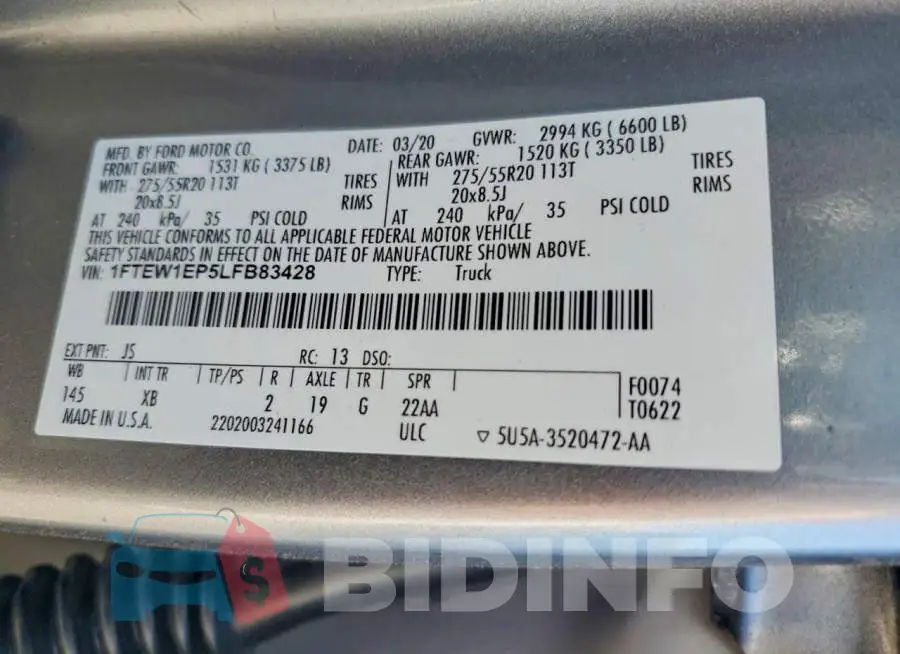 1FTEW1EP5LFB83428 Photo# 12