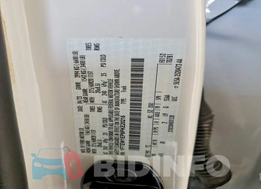 1FTEW1EP8PKE20216 Photo# 12