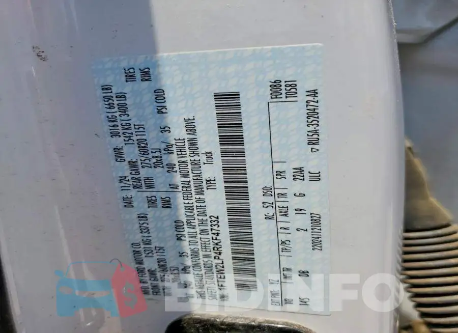 1FTEW2LP4RKF47332 Photo# 12