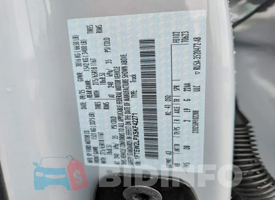 1FTEW2LPXSKF42271 Photo# 13