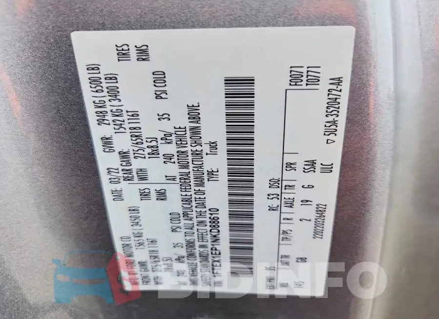 1FTEX1EP1NKD88610 Photo# 12