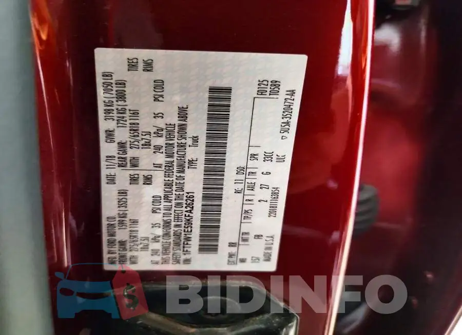 1FTFW1E59KFA26261 Photo# 13